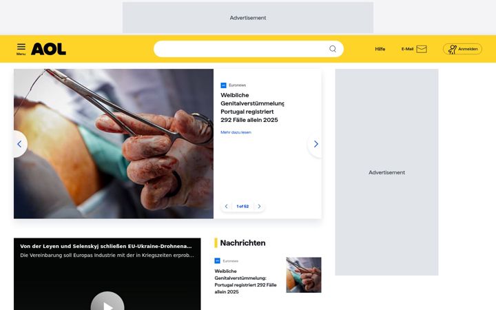 Screenshot van aol.de