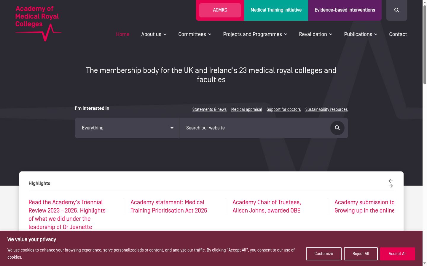 Screenshot del banner di consenso mostrato prima di qualsiasi interazione
