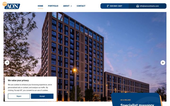 Screenshot of aoncontracts.com