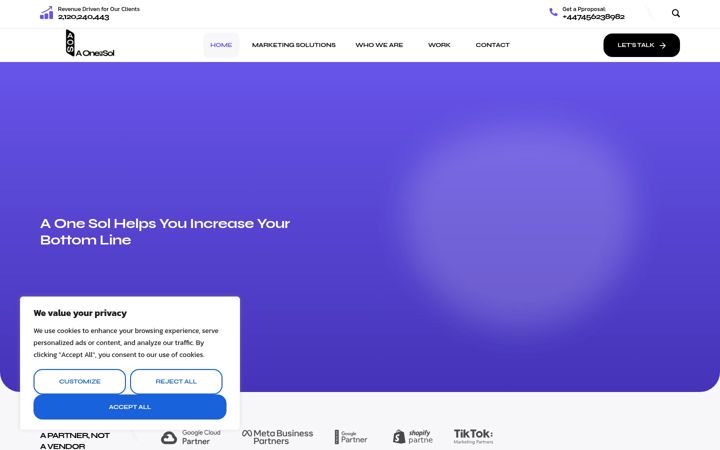 Screenshot of aonesol.com