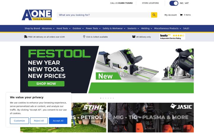 Screenshot di aonetools.co.uk