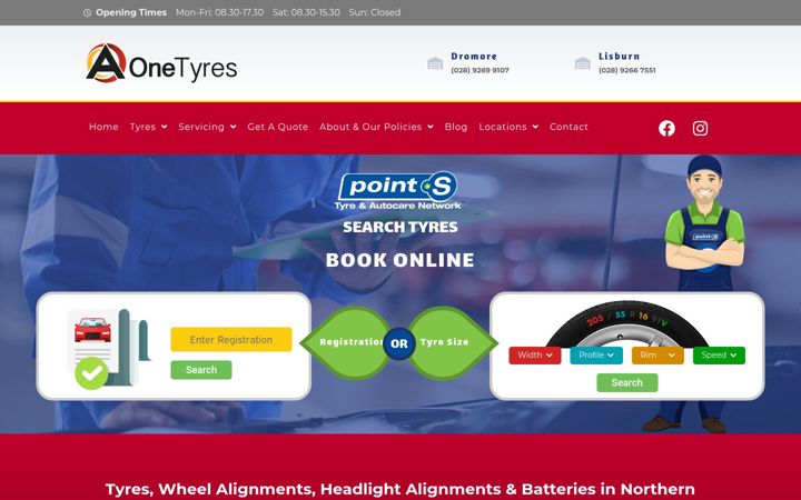 Screenshot of aonetyres.co.uk