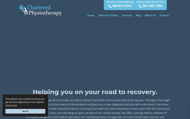 Screenshot of aonphysiotherapy.ie
