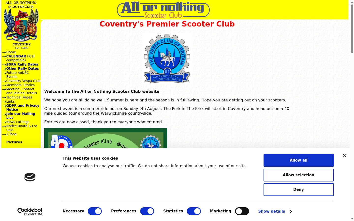 Screenshot del banner di consenso mostrato prima di qualsiasi interazione