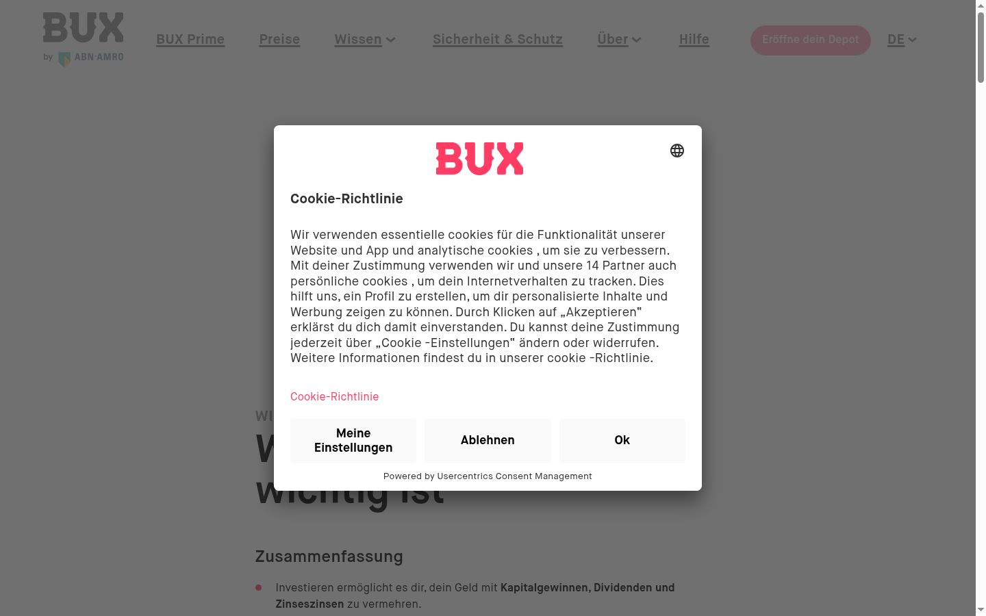Screenshot tal-banner tal-kunsens muri qabel kwalunkwe interazzjoni