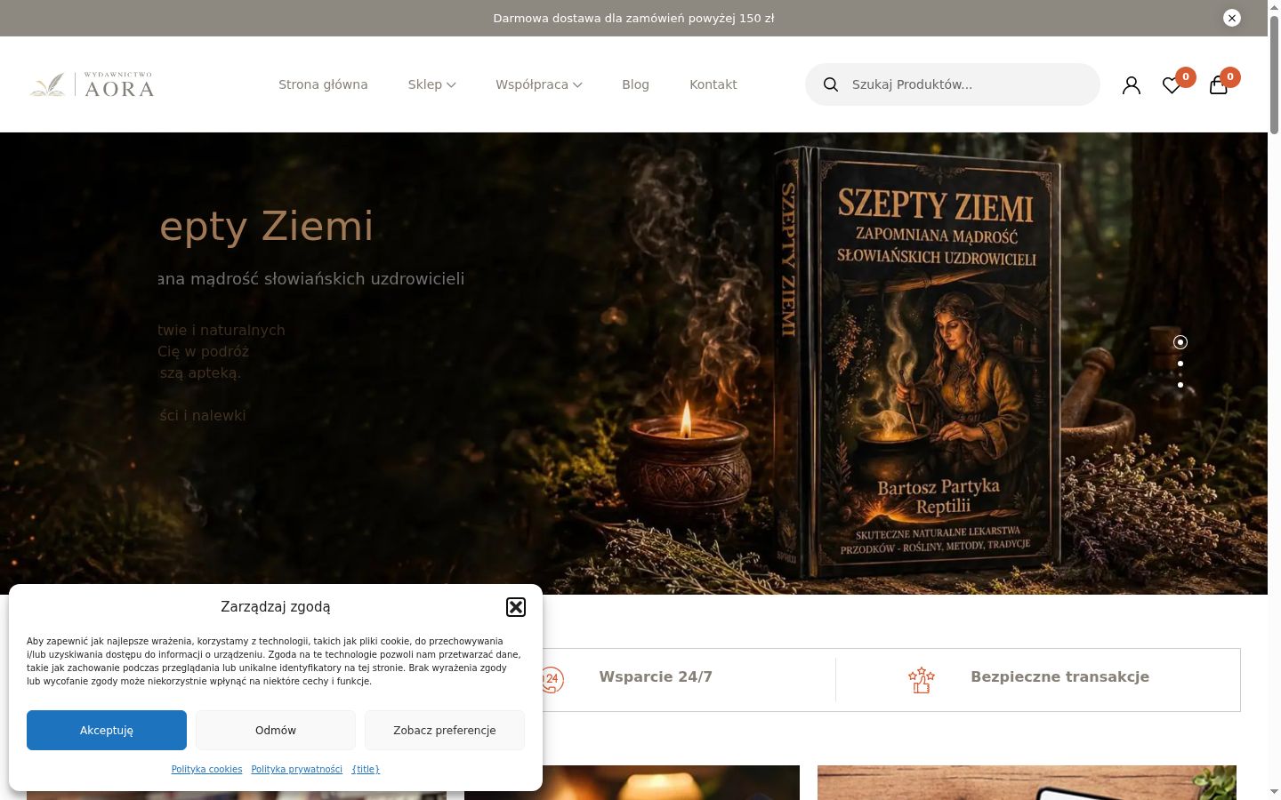 Zrzut ekranu banera zgody wyświetlanego przed jakąkolwiek interakcją