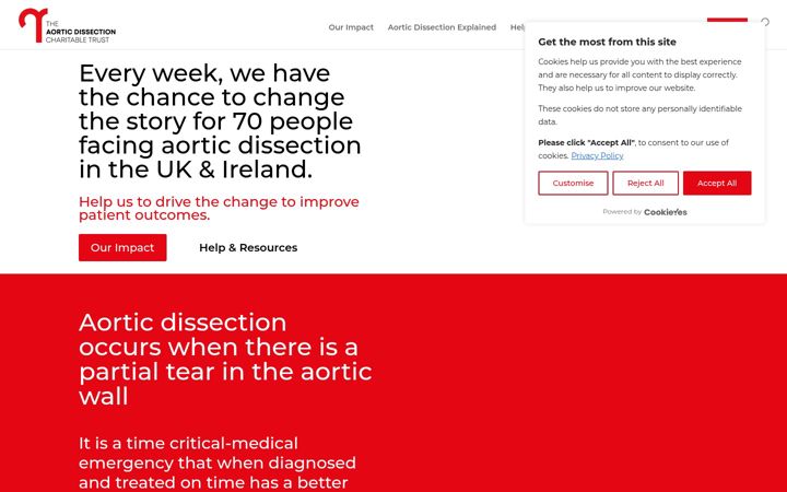 Captura de pantalla de aorticdissectioncharitabletrust.org