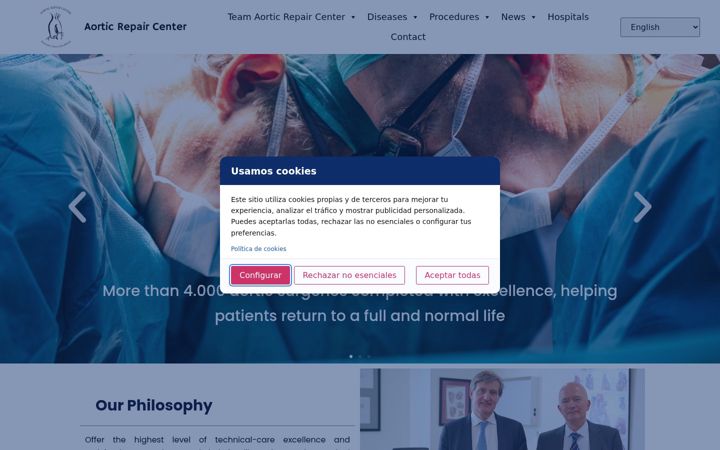 Screenshot of aorticrepaircenter.com