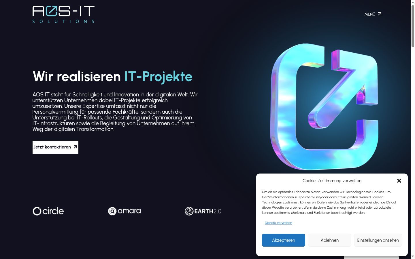 Screenshot del banner di consenso mostrato prima di qualsiasi interazione