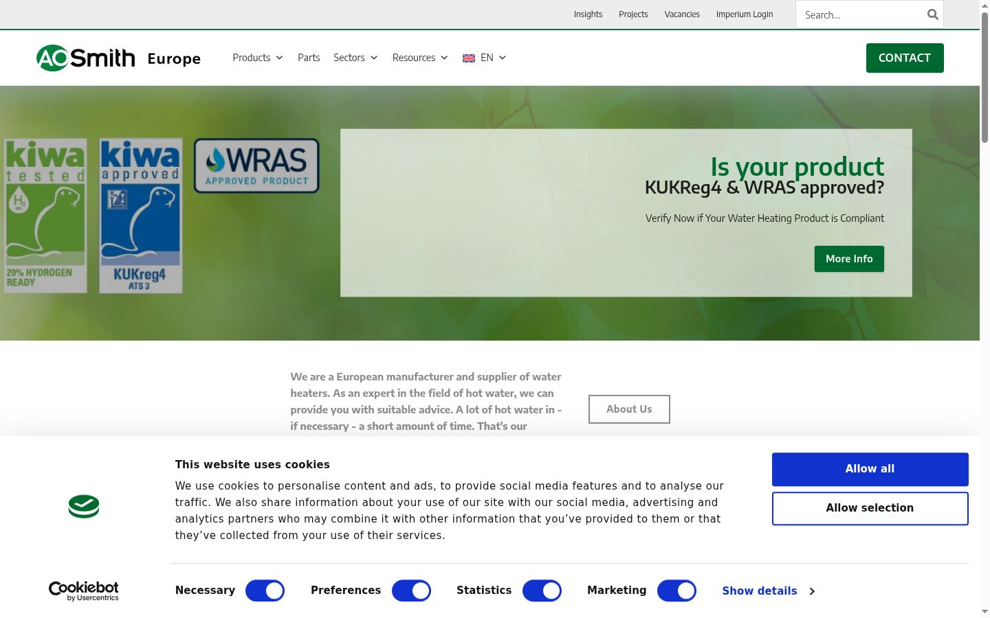 Captura de ecrã do banner de consentimento apresentado antes de qualquer interação