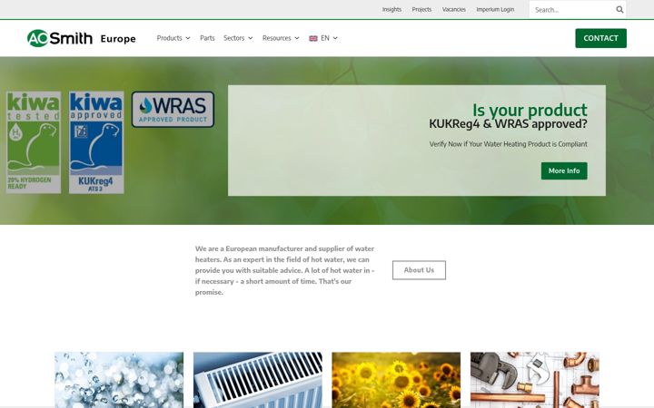 Screenshot ta' aosmithinternational.com