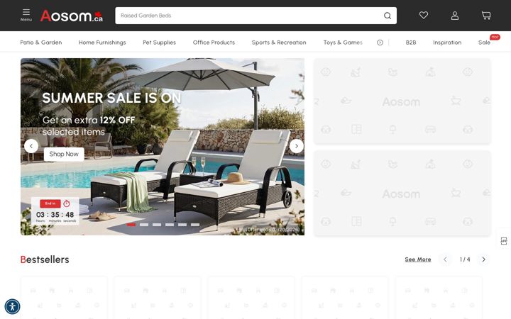 Screenshot of aosom.ca