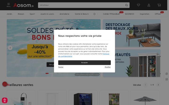 Screenshot of aosom.fr
