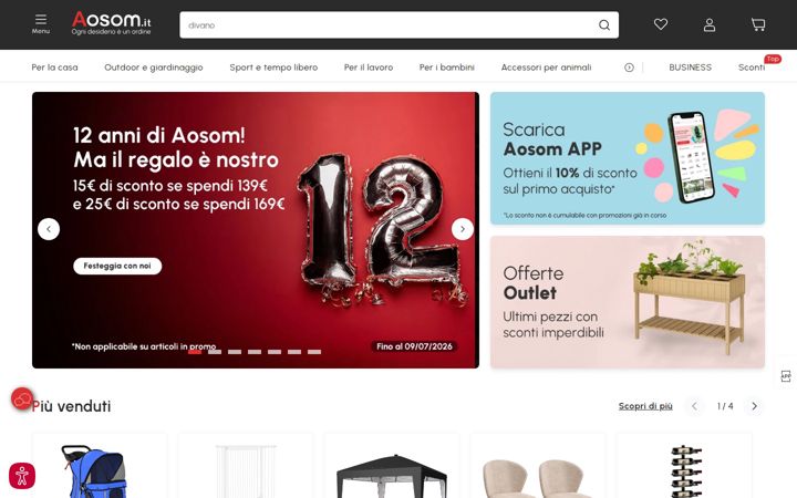 Screenshot of aosom.it