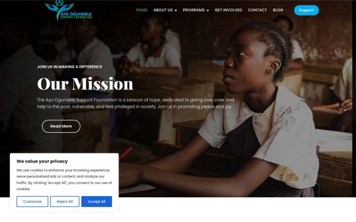 Screenshot ta' aosupportfoundation.org