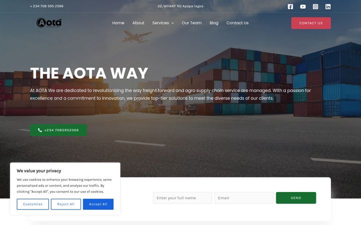 Screenshot of aotagroup.com