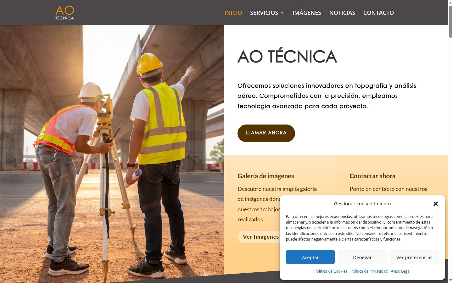 Captura de ecrã do banner de consentimento apresentado antes de qualquer interação