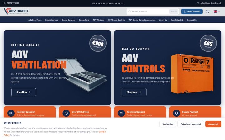 Screenshot of aov-direct.co.uk