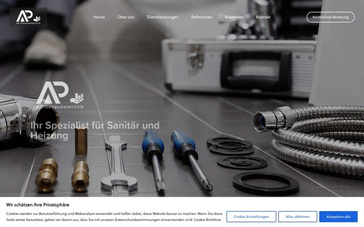 Kuvakaappaus sivustosta ap-gebaudetechnik.ch