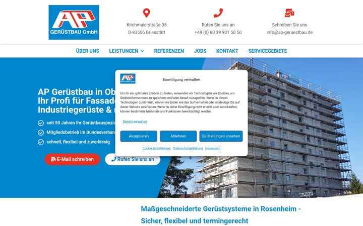 Kuvakaappaus sivustosta ap-geruestbau.de
