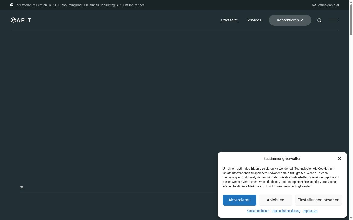 Captura de pantalla del banner de consentimiento mostrado antes de cualquier interacción
