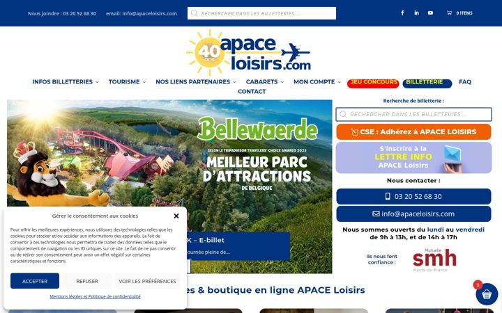 Screenshot of apaceloisirs.com