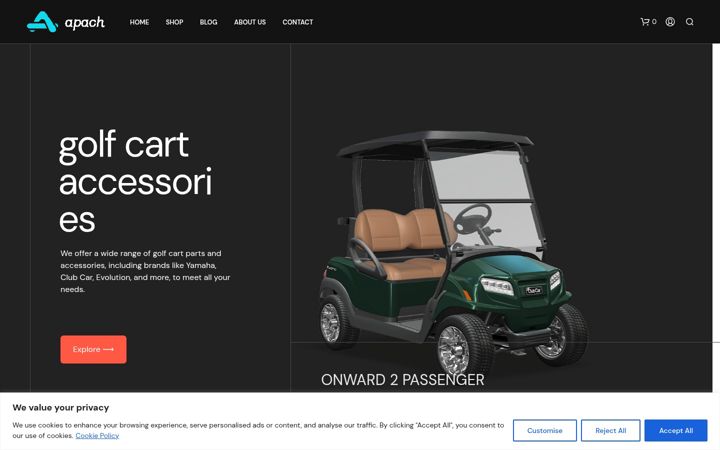Screenshot of apachelectricgolfcarts.com
