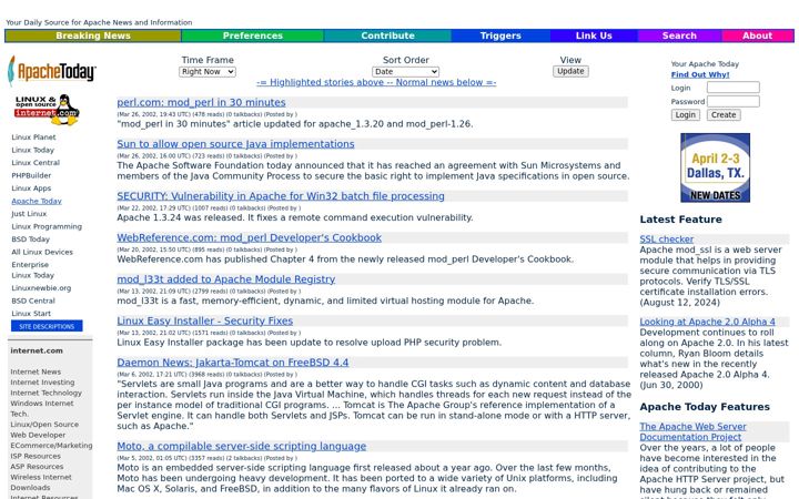 Kuvakaappaus sivustosta apachetoday.com
