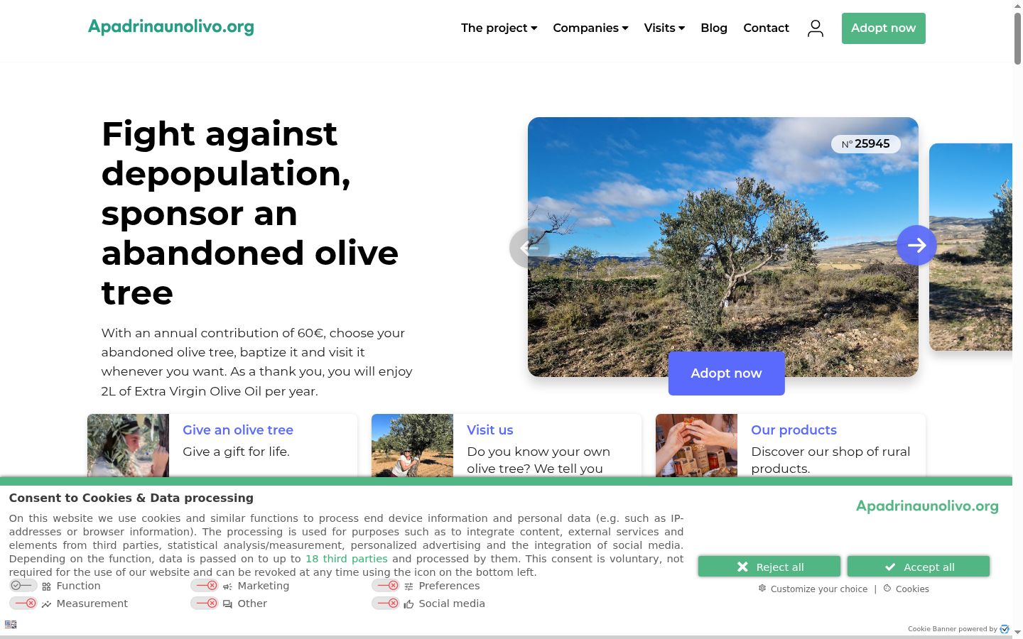 Screenshot of the consent banner shown before any interaction