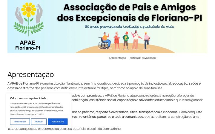 Screenshot ta' apaefloriano.org.br