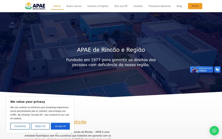 Screenshot of apaerincao.org.br