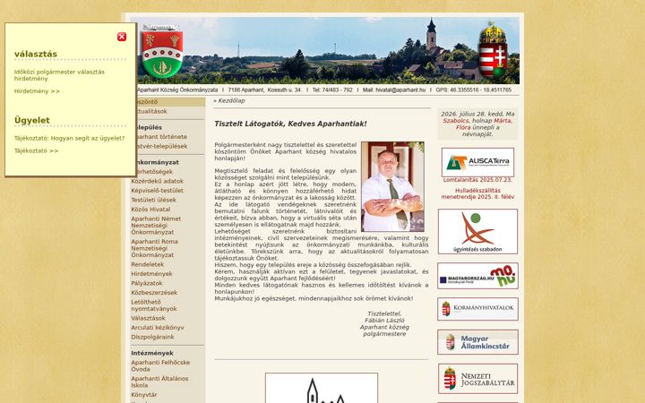 Screenshot von aparhant.hu