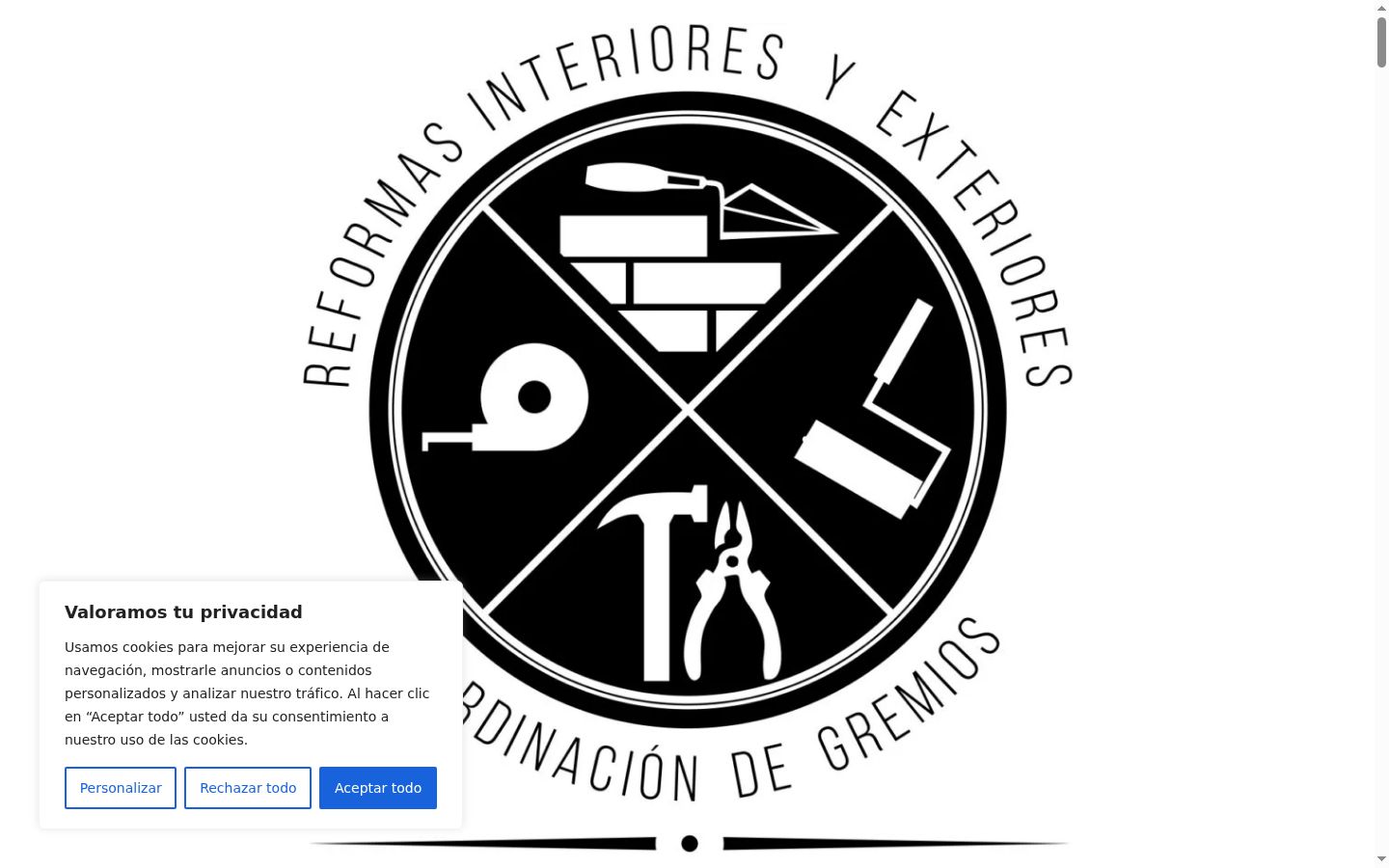 Captura de pantalla del banner de consentimiento mostrado antes de cualquier interacción