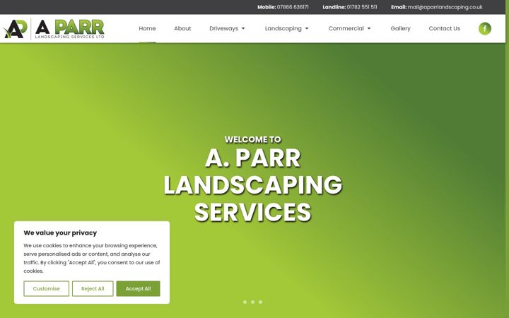 Screenshot ta' aparrlandscaping.co.uk
