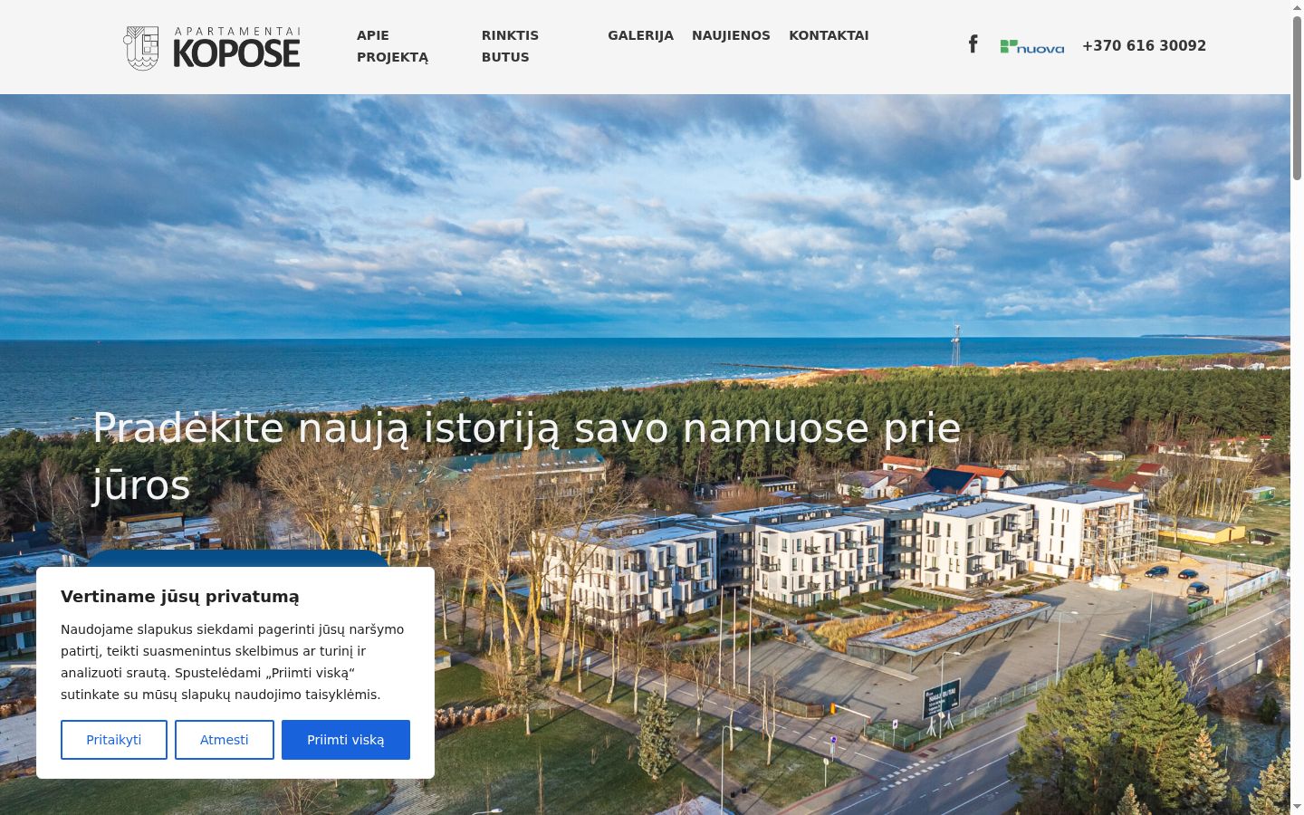 Sutikimo reklamjuostės, rodytos prieš bet kokią sąveiką, ekrano kopija