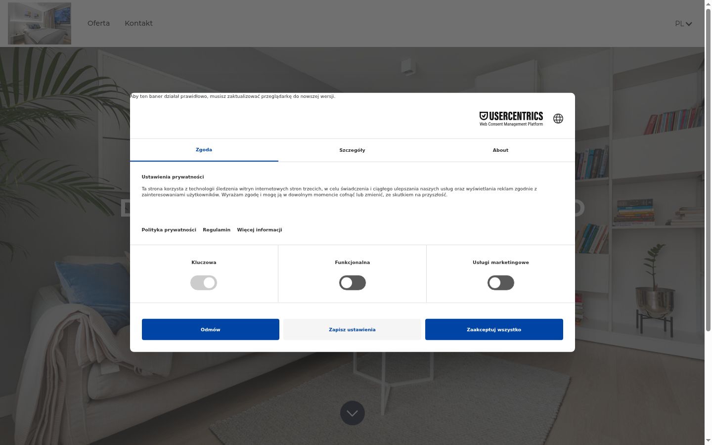 Screenshot del banner di consenso mostrato prima di qualsiasi interazione