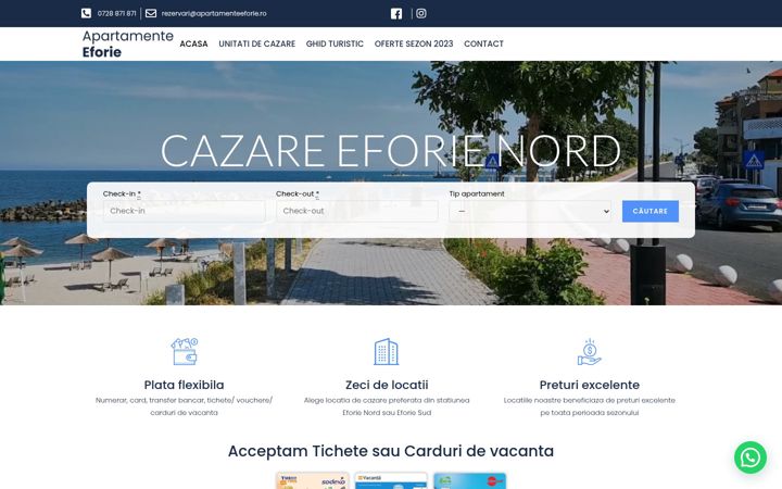 Screenshot of apartamenteeforie.ro