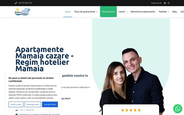 Captură de ecran a apartamentemamaiacazare.ro