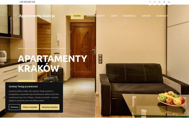 Captură de ecran a apartamentgalicja.pl