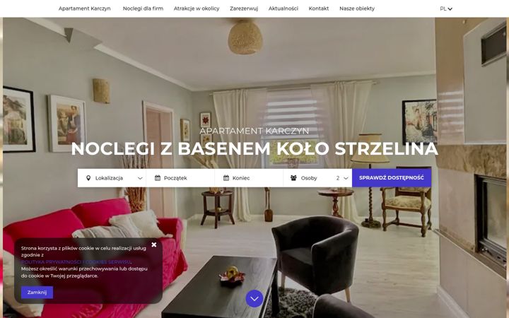 Screenshot of apartamentkarczyn.pl
