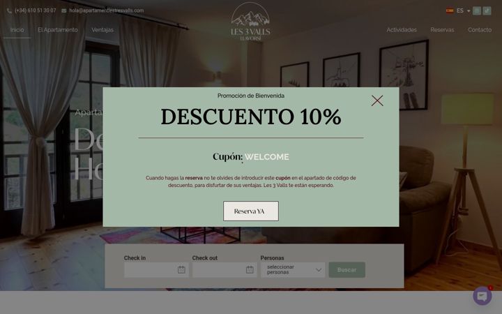 Screenshot του apartamentlestresvalls.com