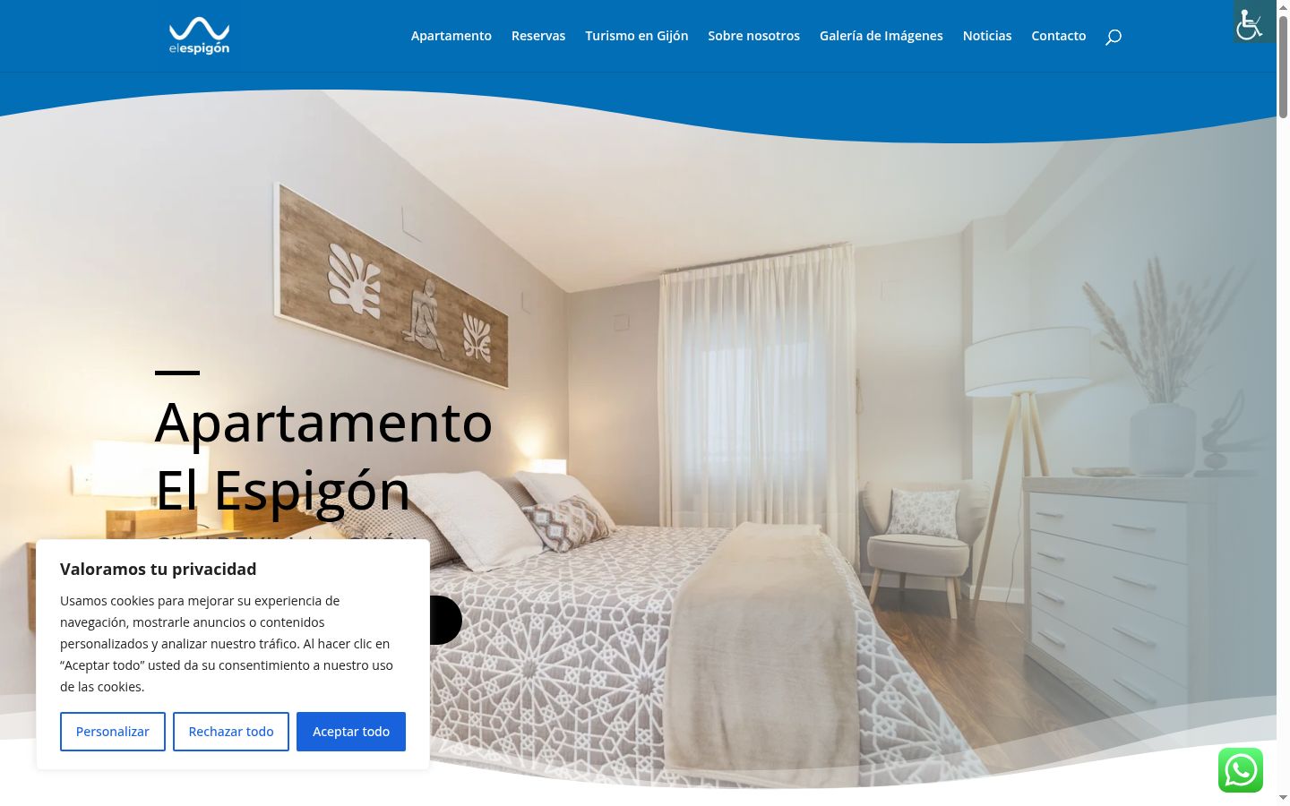 Captura de pantalla del banner de consentimiento mostrado antes de cualquier interacción