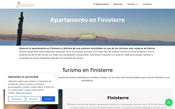 Screenshot of apartamentofinisterrae.es