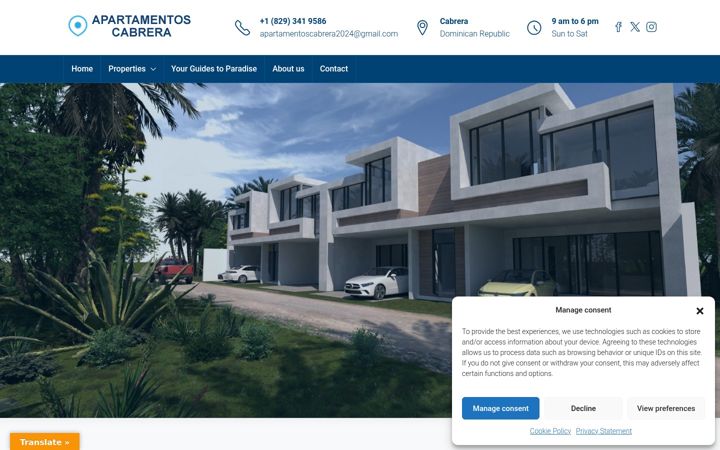 Screenshot of apartamentos-cabrera.com