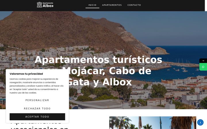 Screenshot di apartamentosalbox.com