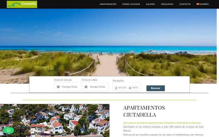 Ekrano kopija apartamentosciutadella.com
