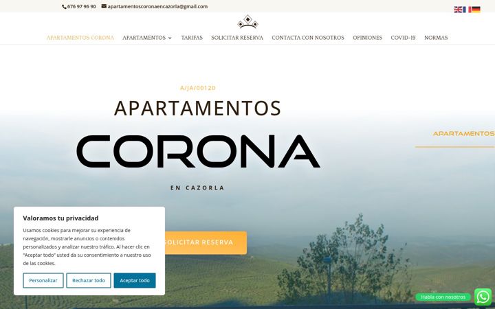 Screenshot of apartamentoscoronaencazorla.es