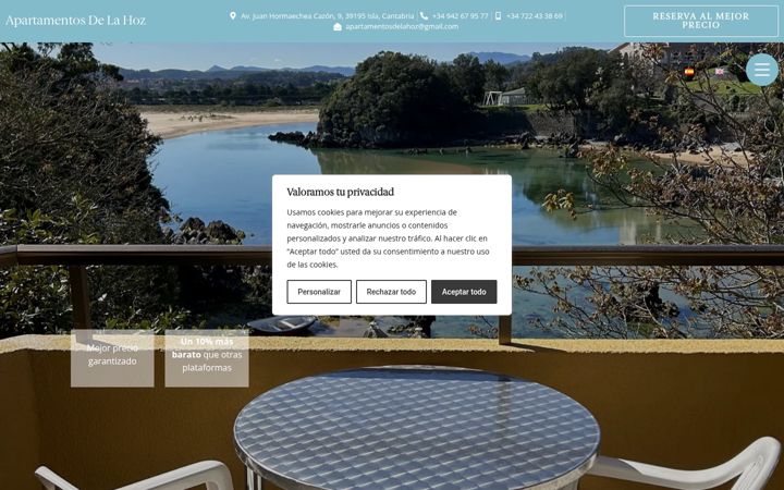 Screenshot of apartamentosdelahoz.com