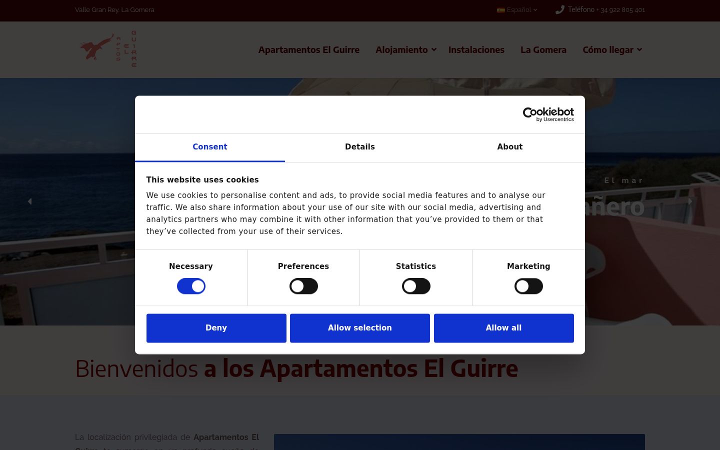 Screenshot of the consent banner shown before any interaction