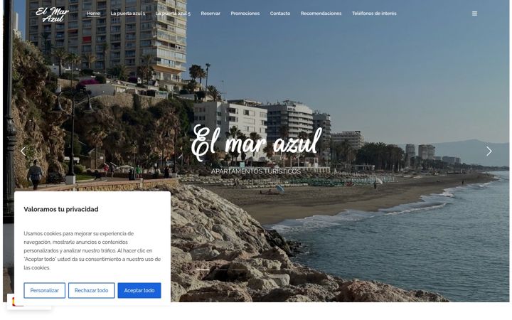 Screenshot of apartamentoselmarazul.com